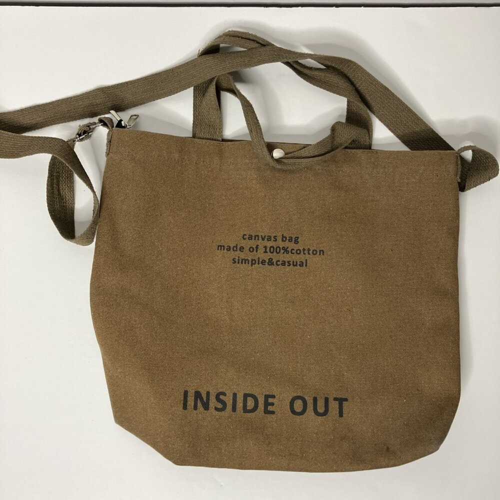 Inside Out Canvas Tote Bag Brown